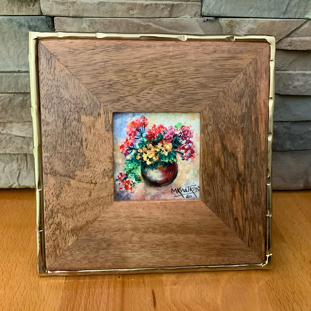 Geranium Quaran-tiny Framed Oil Painting (Original)