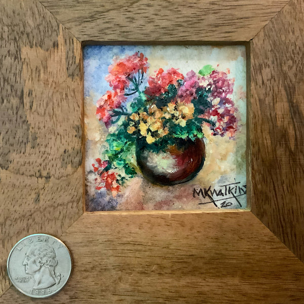 Geranium Quaran-tiny Framed Oil Painting (Original)