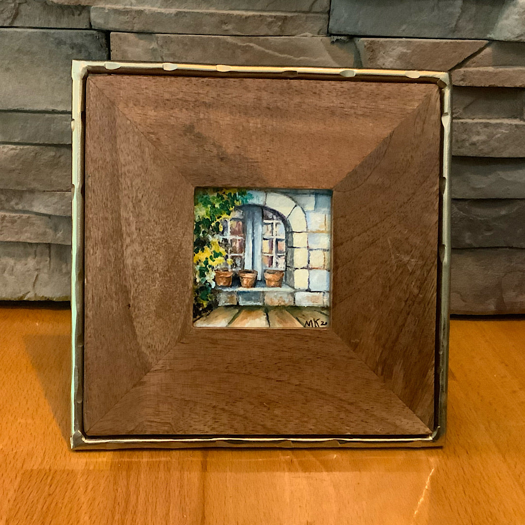 Villa Window Quaran-tiny Framed Oil Painting (Original)