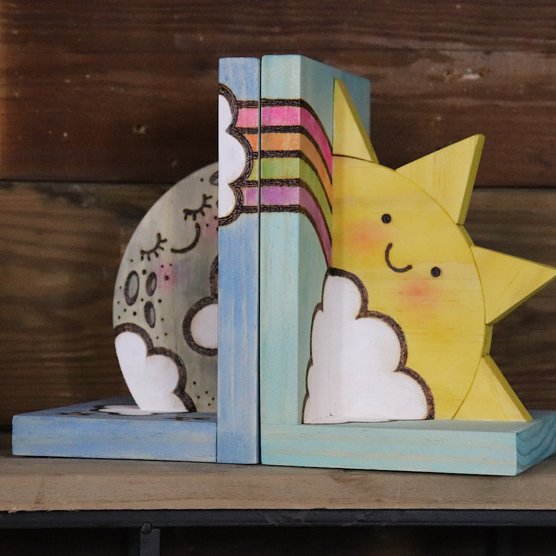 Sun and Moon Reversible Bookends